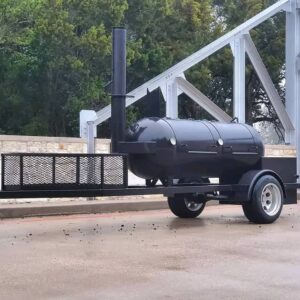 🔥 Black 200-Gallon Offset Smoker with Insulated Firebox & Wood Storage